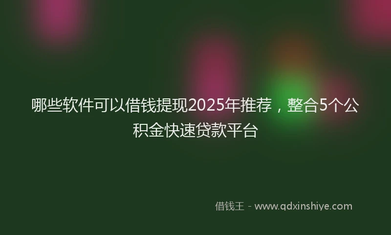 哪些软件可以借钱提现2025年推荐，整合5个公积金快速贷款平台