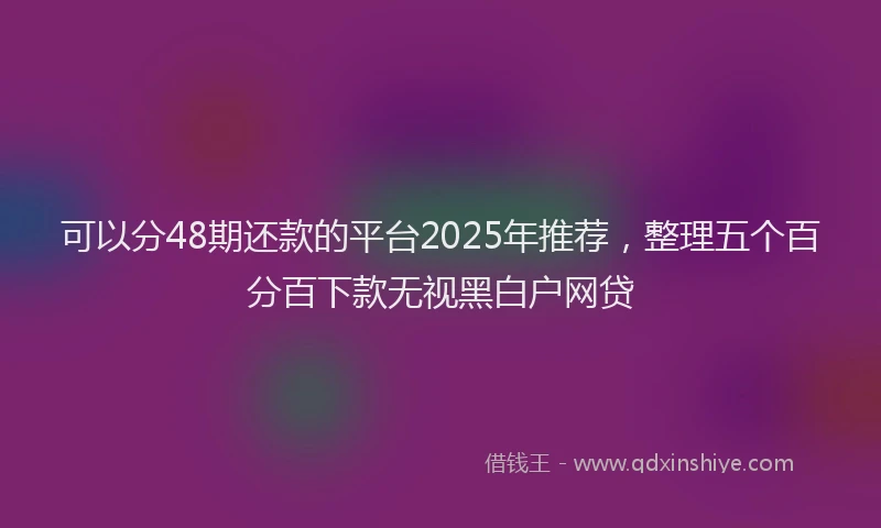 可以分48期还款的平台2025年推荐，整理五个百分百下款无视黑白户网贷