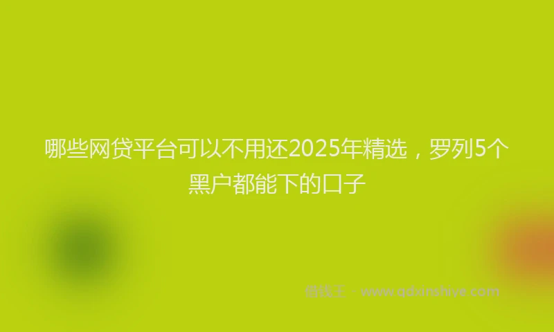 哪些网贷平台可以不用还2025年精选，罗列5个黑户都能下的口子