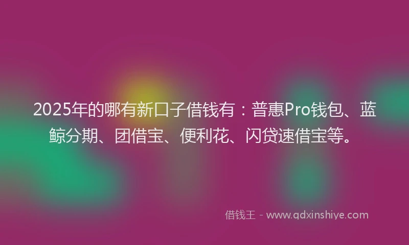 2025年的哪有新口子借钱有：普惠Pro钱包、蓝鲸分期、团借宝、便利花、闪贷速借宝等。