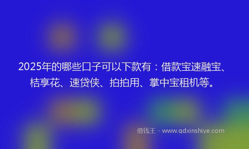 2025年的哪些口子可以下款有：借款宝速融宝、桔享花、速贷侠、拍拍用、掌中宝租机等。
