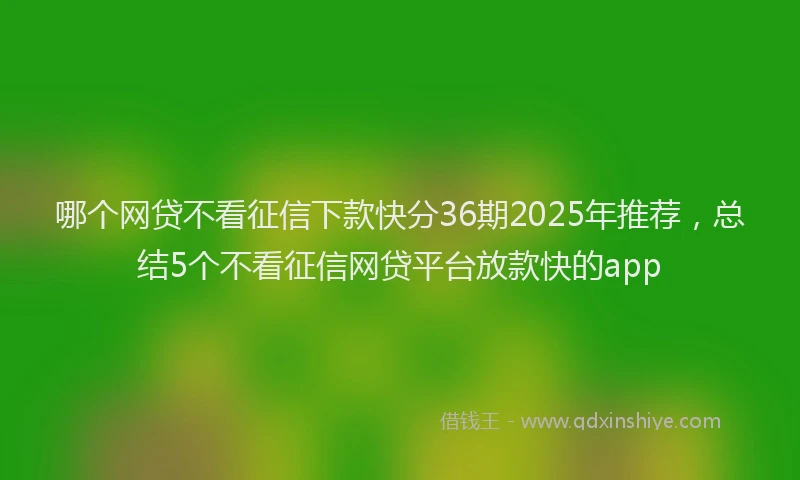 哪个网贷不看征信下款快分36期2025年推荐，总结5个不看征信网贷平台放款快的app