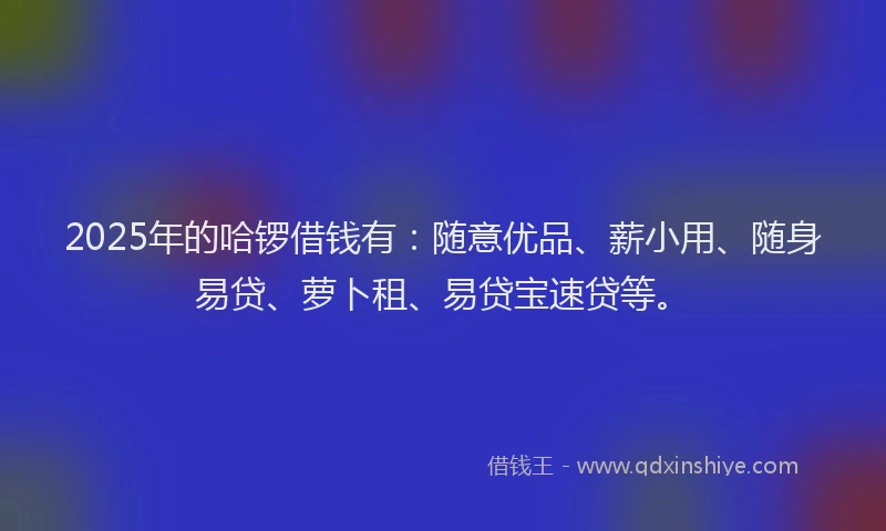 2025年的哈锣借钱有：随意优品、薪小用、随身易贷、萝卜租、易贷宝速贷等。