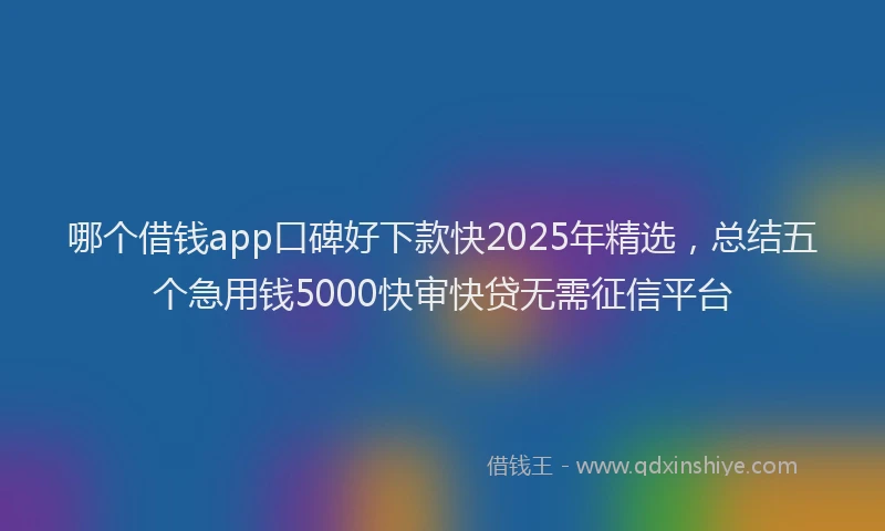 哪个借钱app口碑好下款快2025年精选，总结五个急用钱5000快审快贷无需征信平台