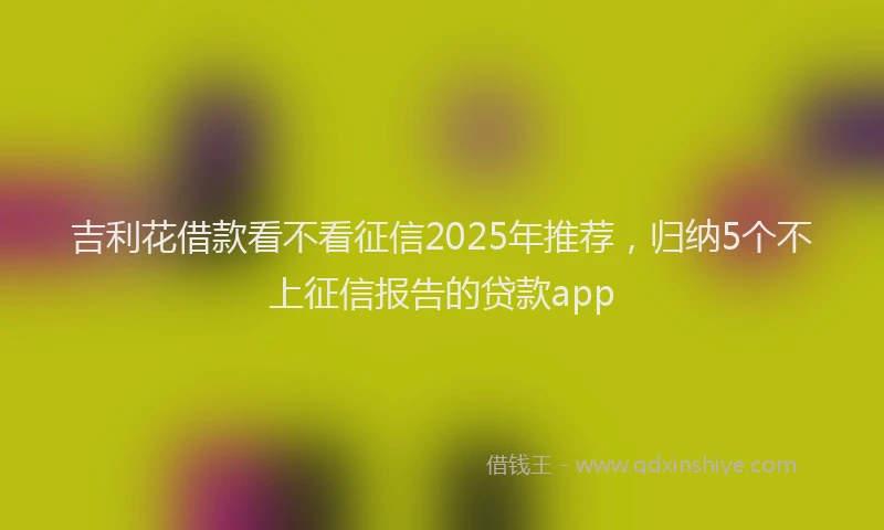 吉利花借款看不看征信2025年推荐，归纳5个不上征信报告的贷款app