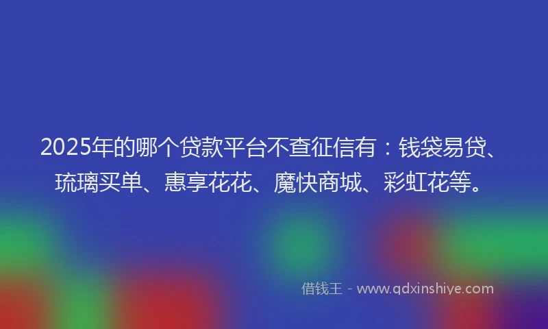2025年的哪个贷款平台不查征信有：钱袋易贷、琉璃买单、惠享花花、魔快商城、彩虹花等。