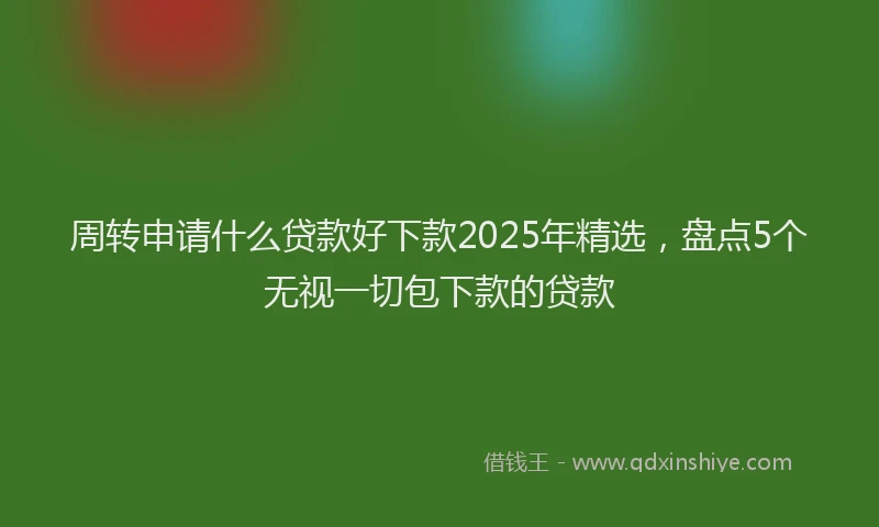 周转申请什么贷款好下款2025年精选，盘点5个无视一切包下款的贷款