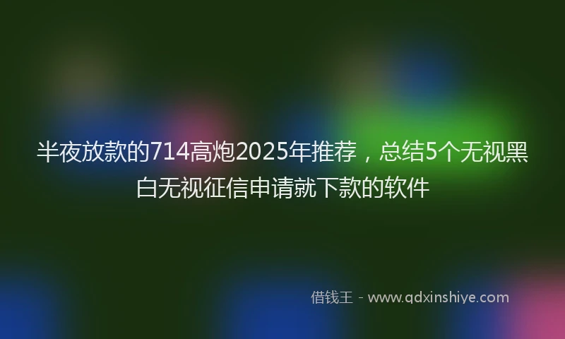 半夜放款的714高炮2025年推荐，总结5个无视黑白无视征信申请就下款的软件