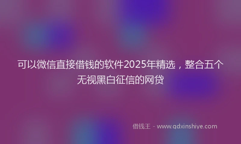 可以微信直接借钱的软件2025年精选，整合五个无视黑白征信的网贷