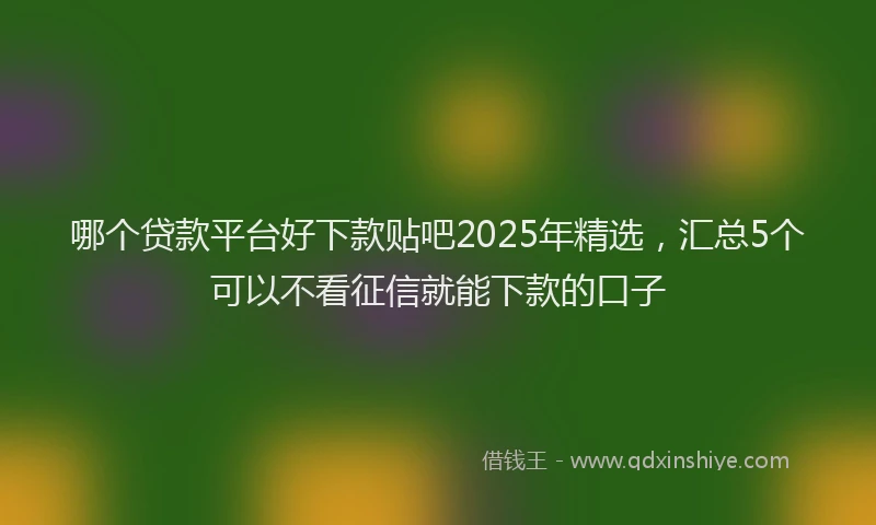 哪个贷款平台好下款贴吧2025年精选，汇总5个可以不看征信就能下款的口子