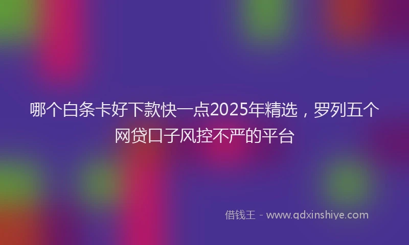 哪个白条卡好下款快一点2025年精选，罗列五个网贷口子风控不严的平台