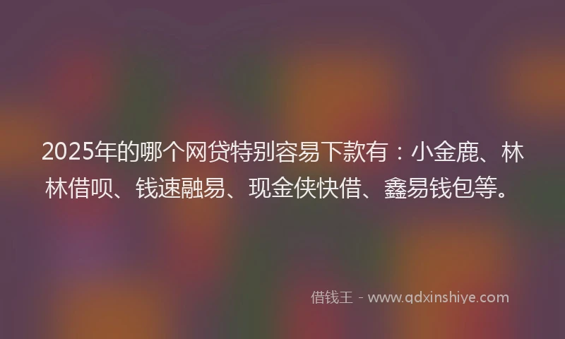 2025年的哪个网贷特别容易下款有：小金鹿、林林借呗、钱速融易、现金侠快借、鑫易钱包等。