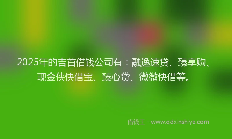 2025年的吉首借钱公司有：融逸速贷、臻享购、现金侠快借宝、臻心贷、微微快借等。