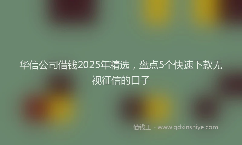 华信公司借钱2025年精选，盘点5个快速下款无视征信的口子