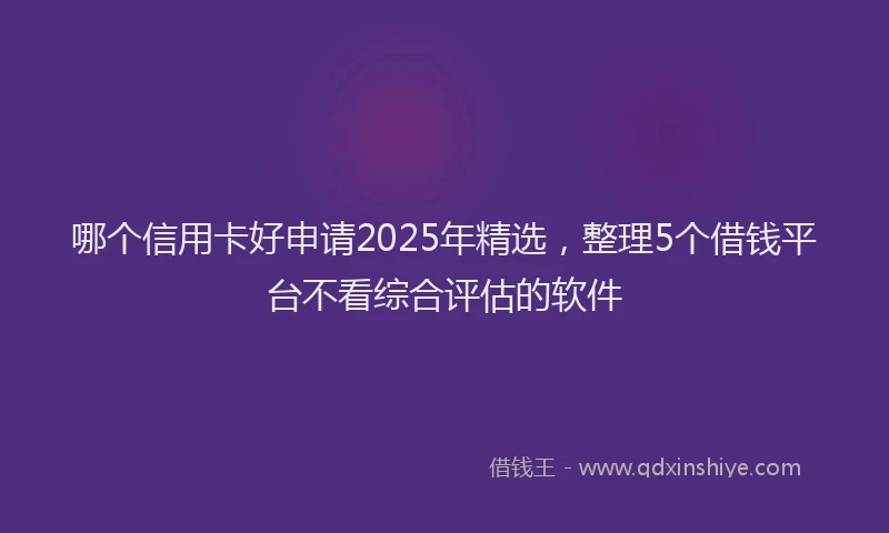 哪个信用卡好申请2025年精选，整理5个借钱平台不看综合评估的软件