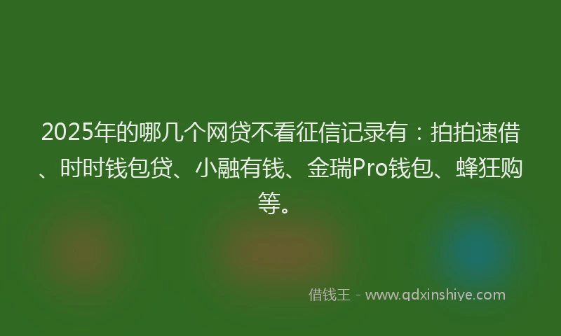 2025年的哪几个网贷不看征信记录有：拍拍速借、时时钱包贷、小融有钱、金瑞Pro钱包、蜂狂购等。