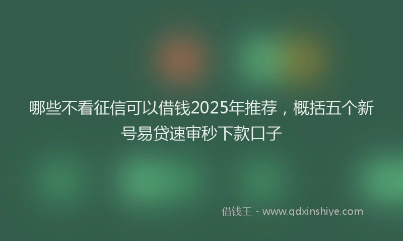 哪些不看征信可以借钱2025年推荐，概括五个新号易贷速审秒下款口子