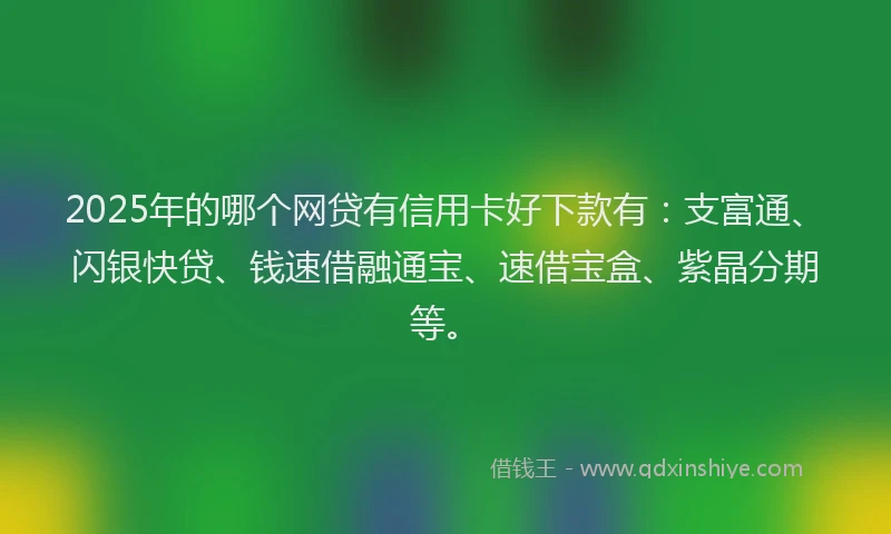 2025年的哪个网贷有信用卡好下款有：支富通、闪银快贷、钱速借融通宝、速借宝盒、紫晶分期等。