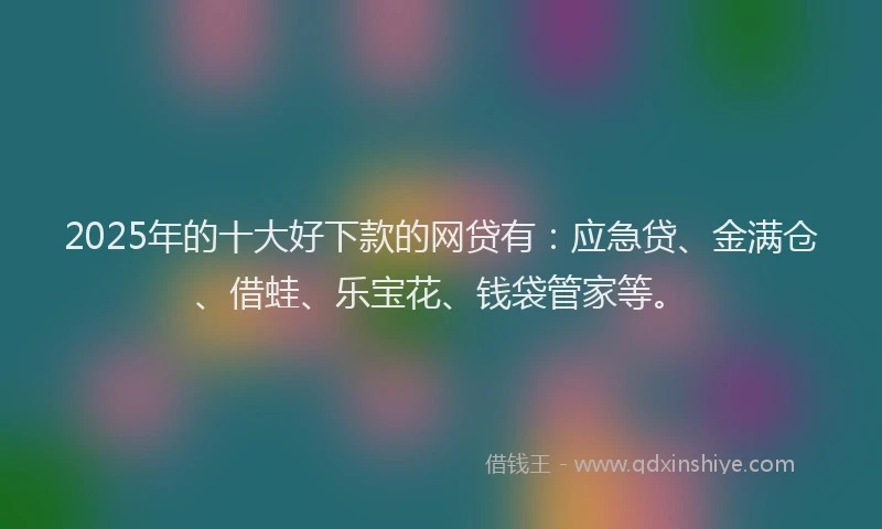 2025年的十大好下款的网贷有：应急贷、金满仓、借蛙、乐宝花、钱袋管家等。