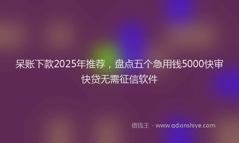 呆账下款2025年推荐，盘点五个急用钱5000快审快贷无需征信软件