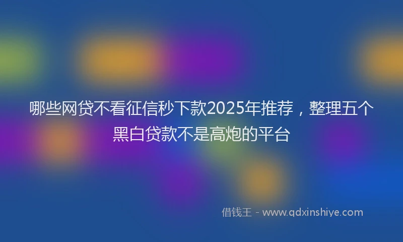 哪些网贷不看征信秒下款2025年推荐，整理五个黑白贷款不是高炮的平台