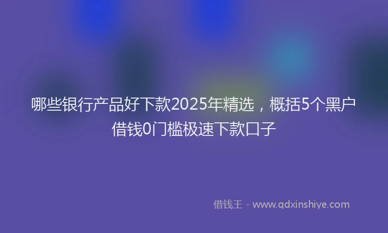 哪些银行产品好下款2025年精选，概括5个黑户借钱0门槛极速下款口子