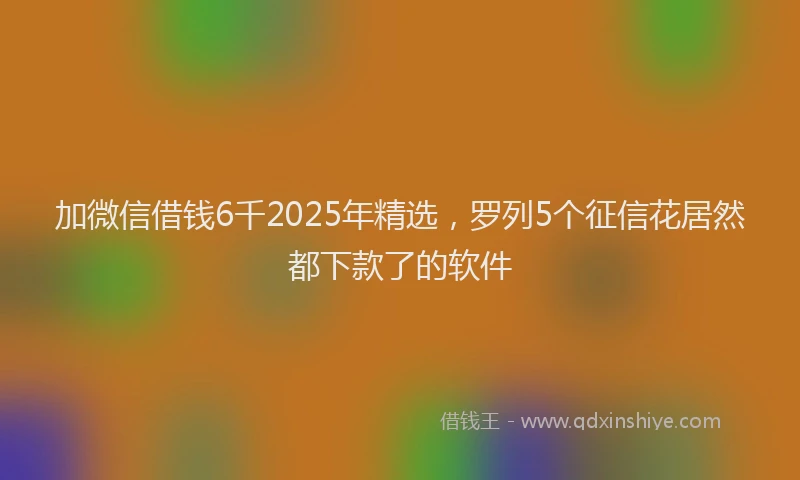 加微信借钱6千2025年精选，罗列5个征信花居然都下款了的软件