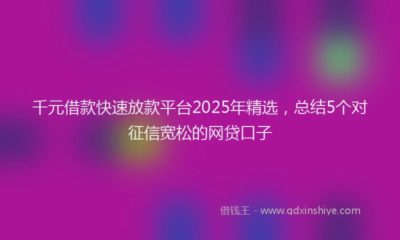 千元借款快速放款平台2025年精选，总结5个对征信宽松的网贷口子