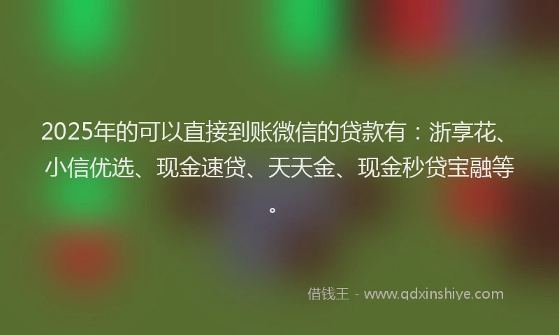 2025年的可以直接到账微信的贷款有：浙享花、小信优选、现金速贷、天天金、现金秒贷宝融等。