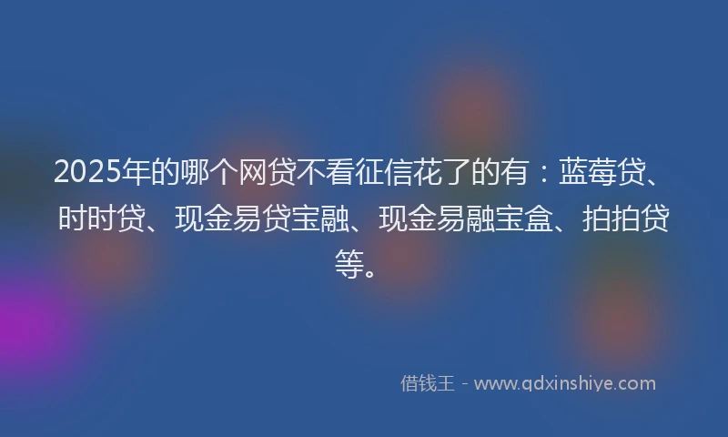 2025年的哪个网贷不看征信花了的有：蓝莓贷、时时贷、现金易贷宝融、现金易融宝盒、拍拍贷等。