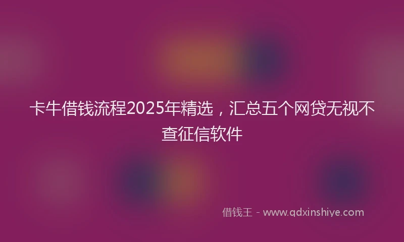 卡牛借钱流程2025年精选，汇总五个网贷无视不查征信软件