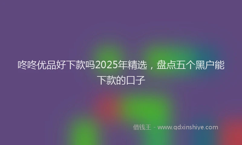 咚咚优品好下款吗2025年精选，盘点五个黑户能下款的口子
