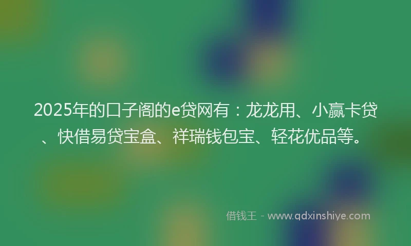 2025年的口子阁的e贷网有：龙龙用、小赢卡贷、快借易贷宝盒、祥瑞钱包宝、轻花优品等。