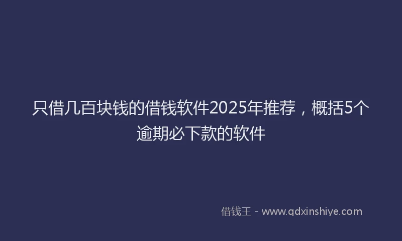 只借几百块钱的借钱软件2025年推荐，概括5个逾期必下款的软件