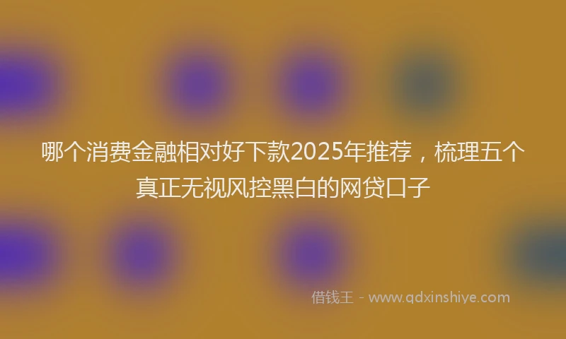 哪个消费金融相对好下款2025年推荐，梳理五个真正无视风控黑白的网贷口子