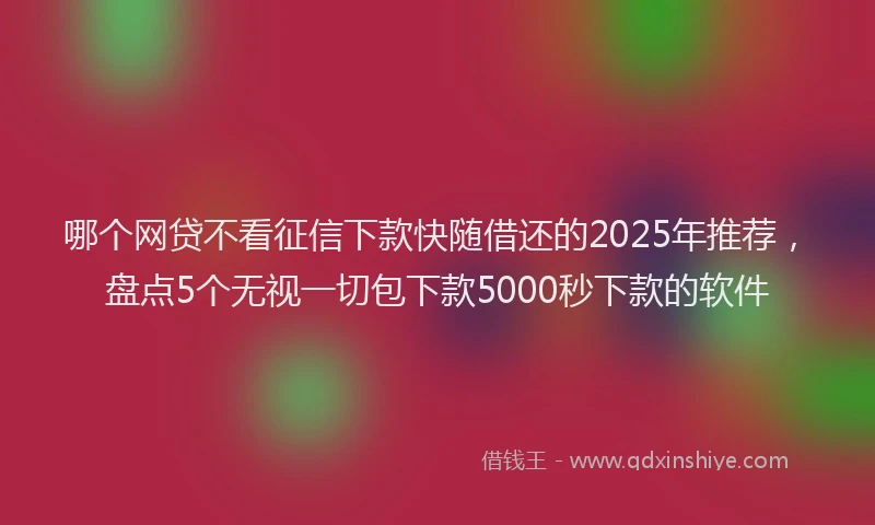 哪个网贷不看征信下款快随借还的2025年推荐，盘点5个无视一切包下款5000秒下款的软件