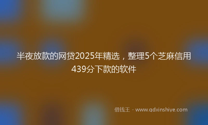 半夜放款的网贷2025年精选，整理5个芝麻信用439分下款的软件