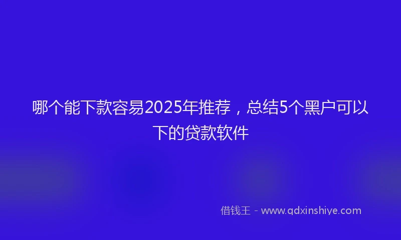 哪个能下款容易2025年推荐，总结5个黑户可以下的贷款软件