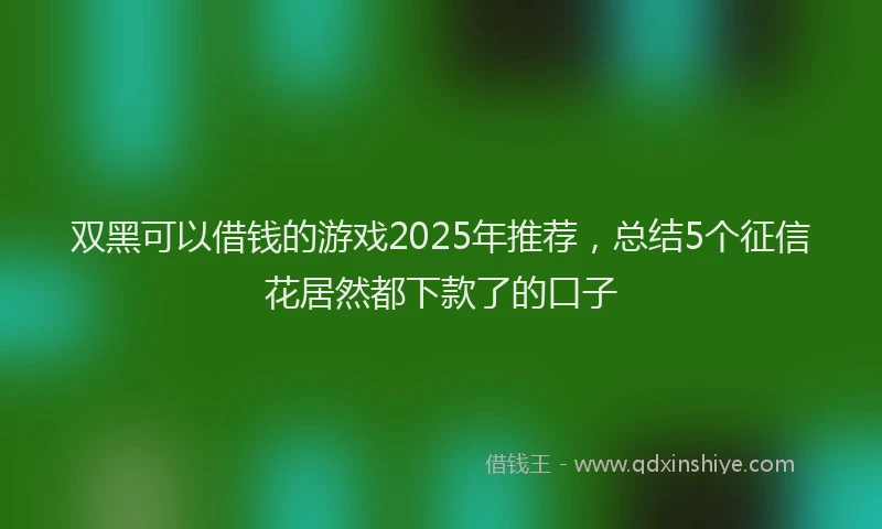 双黑可以借钱的游戏2025年推荐，总结5个征信花居然都下款了的口子