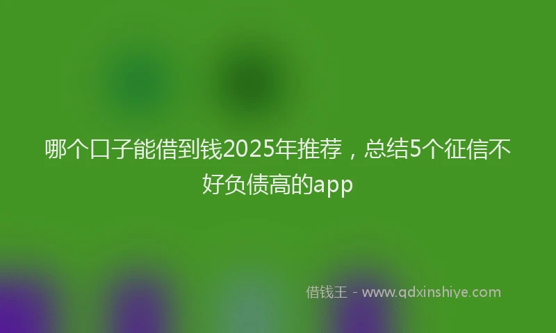 哪个口子能借到钱2025年推荐，总结5个征信不好负债高的app