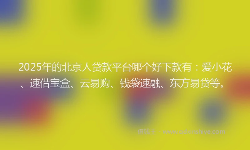 2025年的北京人贷款平台哪个好下款有：爱小花、速借宝盒、云易购、钱袋速融、东方易贷等。