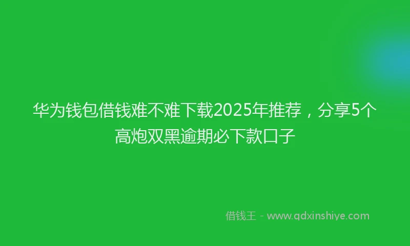 华为钱包借钱难不难下载2025年推荐，分享5个高炮双黑逾期必下款口子