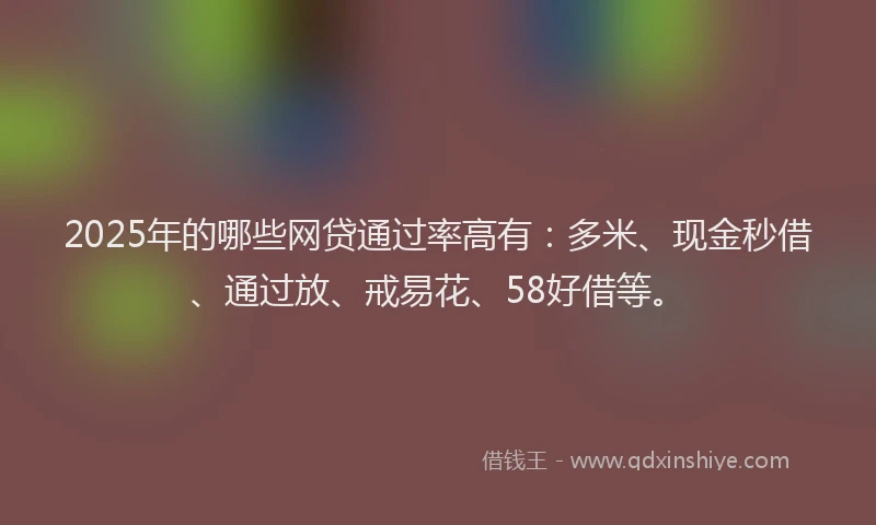 2025年的哪些网贷通过率高有：多米、现金秒借、通过放、戒易花、58好借等。
