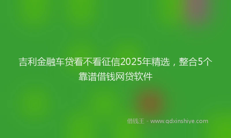 吉利金融车贷看不看征信2025年精选，整合5个靠谱借钱网贷软件