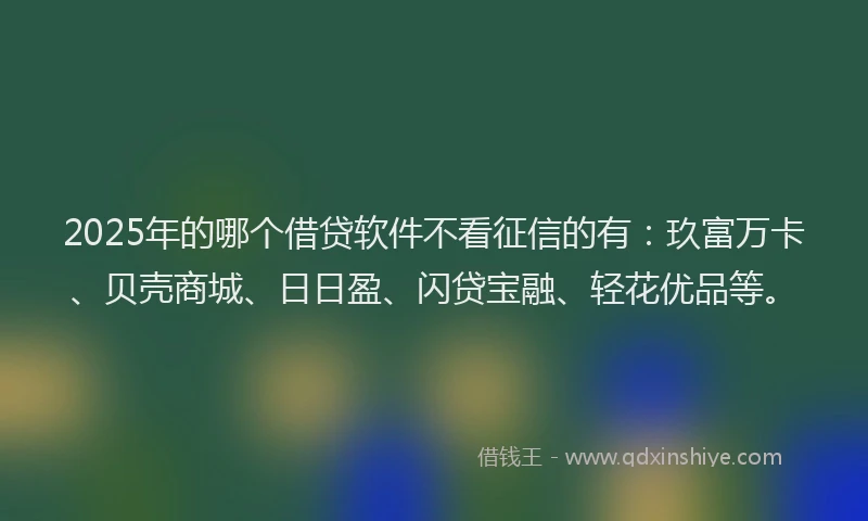 2025年的哪个借贷软件不看征信的有：玖富万卡、贝壳商城、日日盈、闪贷宝融、轻花优品等。