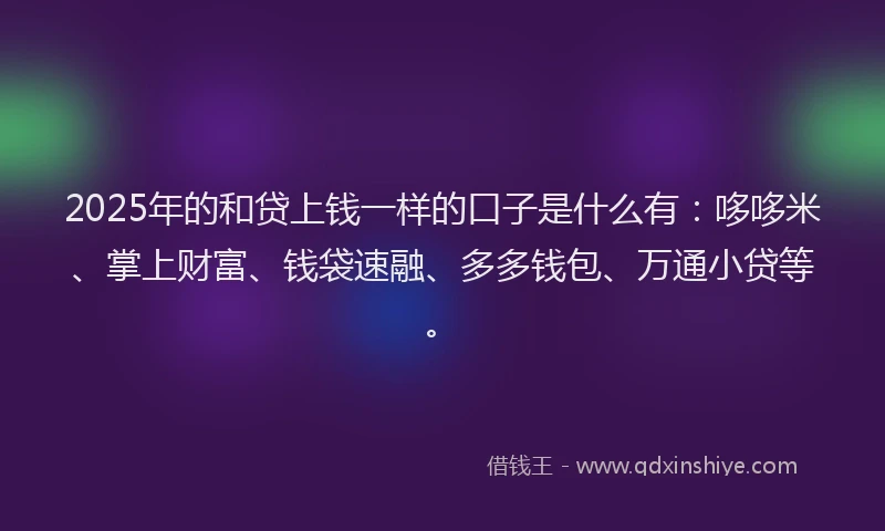 2025年的和贷上钱一样的口子是什么有：哆哆米、掌上财富、钱袋速融、多多钱包、万通小贷等。