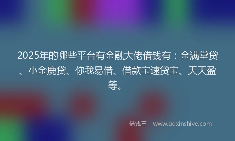 2025年的哪些平台有金融大佬借钱有：金满堂贷、小金鹿贷、你我易借、借款宝速贷宝、天天盈等。
