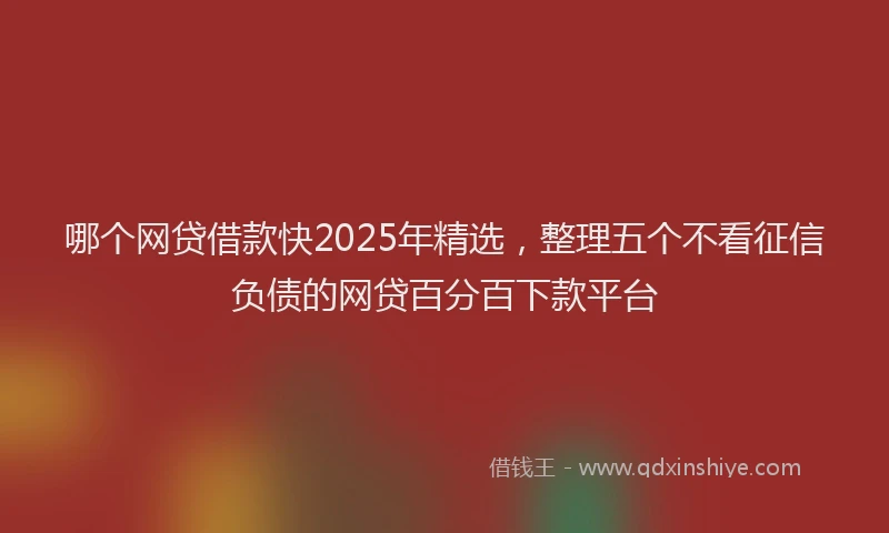 哪个网贷借款快2025年精选，整理五个不看征信负债的网贷百分百下款平台