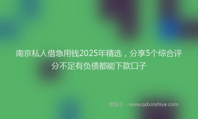 南京私人借急用钱2025年精选，分享5个综合评分不足有负债都能下款口子