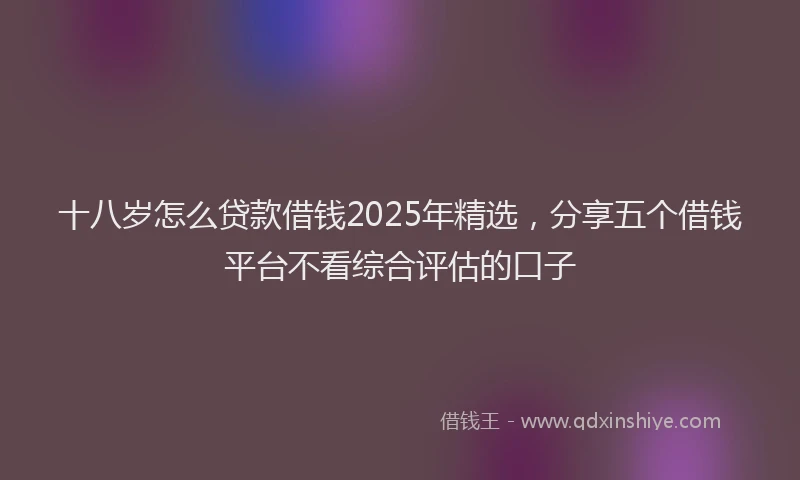 十八岁怎么贷款借钱2025年精选，分享五个借钱平台不看综合评估的口子